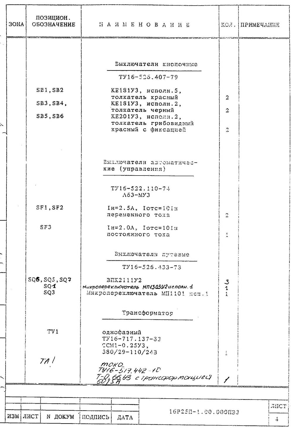 Перелік елементів токарно-гвинторізного верстата 16Р25П
